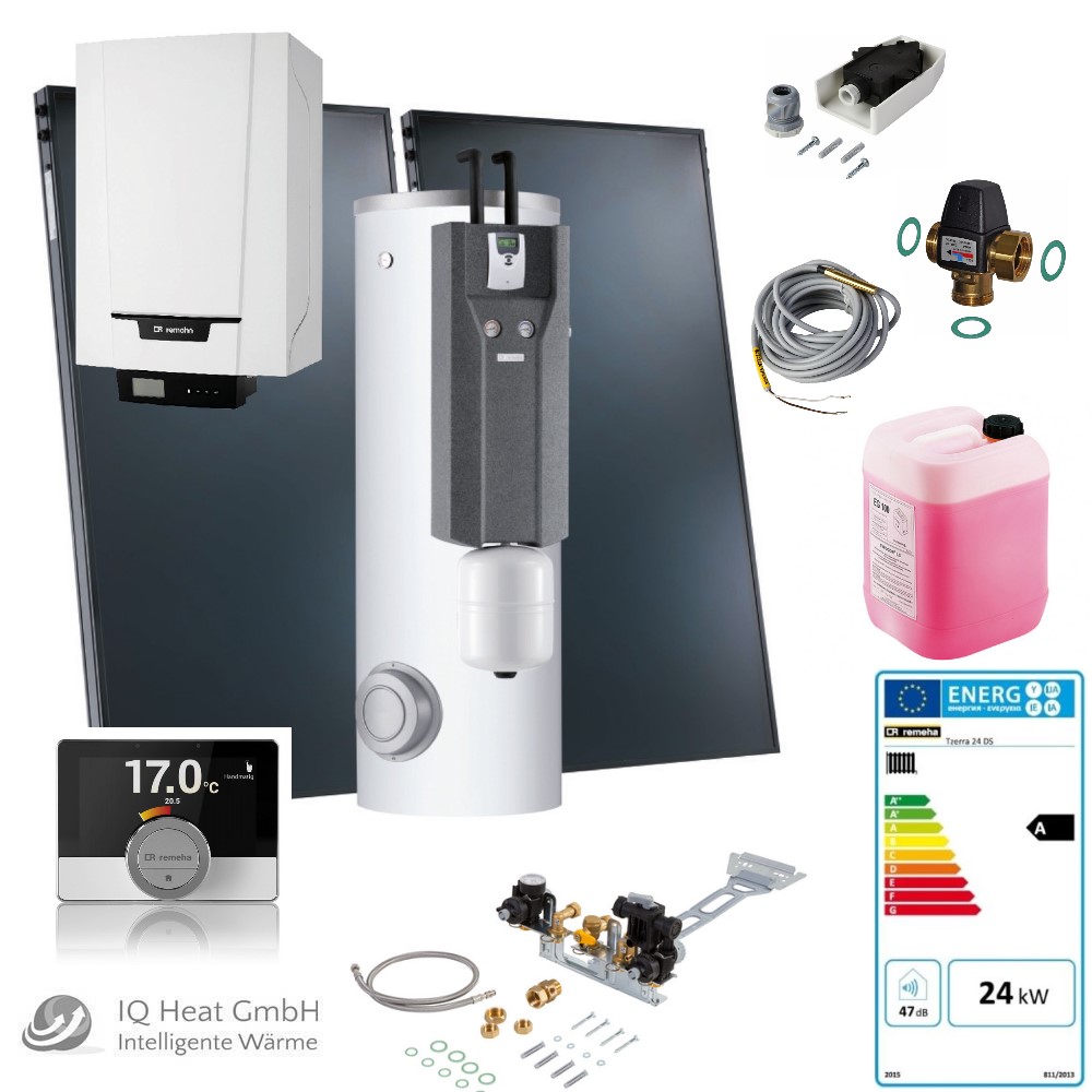 Remeha Paket 13 Gas Brennwert Tzerra Ace 24 DS Solaranlage Nova 300 S-5 AD