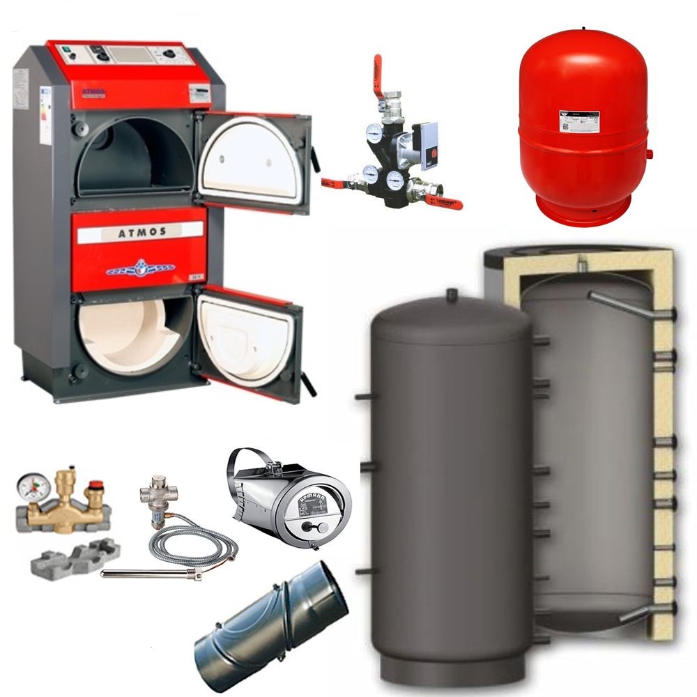 Paket Atmos Holzvergaser GS15 Pufferspeicher 850 Liter Laddomat Zubehör