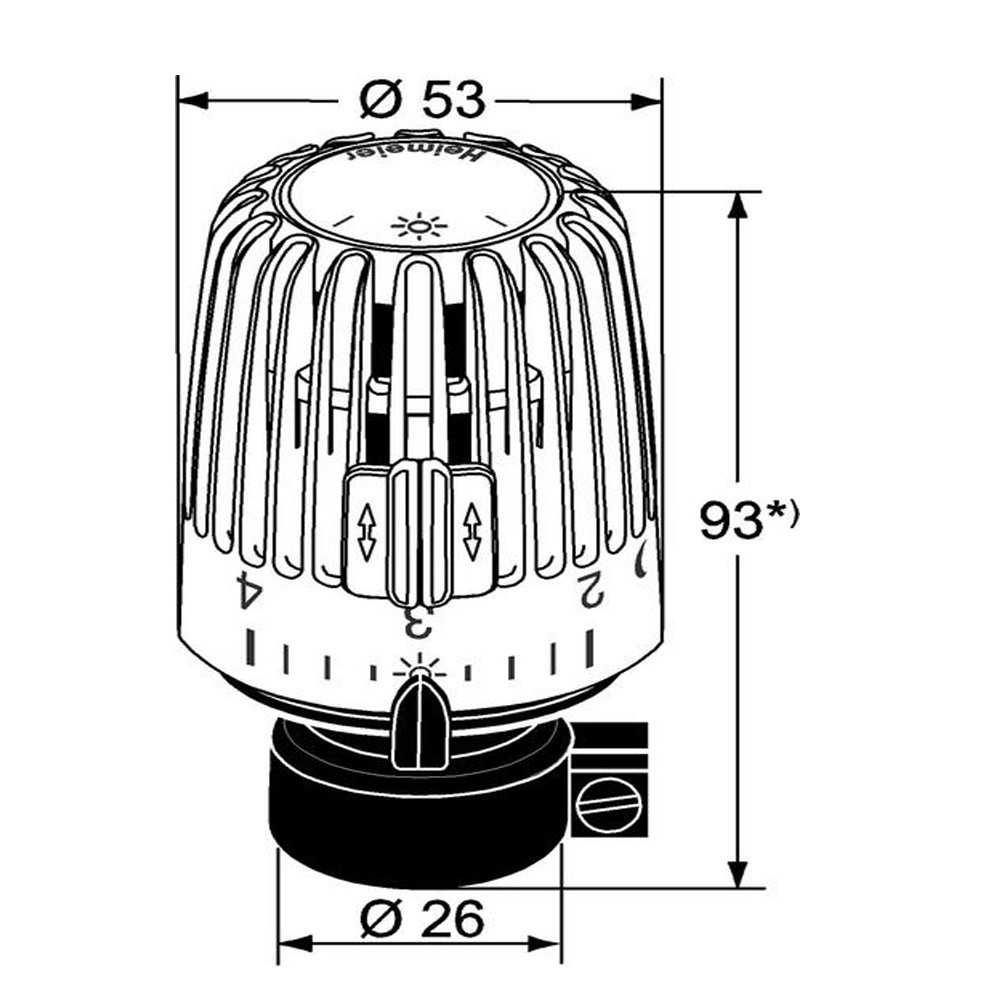 IMI Heimeier Thermostatkopf K weiß mit eingebautem Fühler für Danfoss RAVL