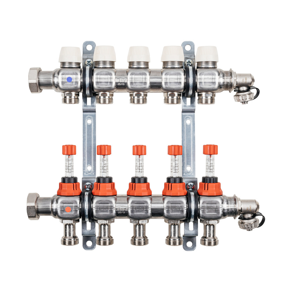 Kermi xnet Edelstahl Heizkreisverteiler Komfort-11 für 11 Kreis, Baulänge 620 mm