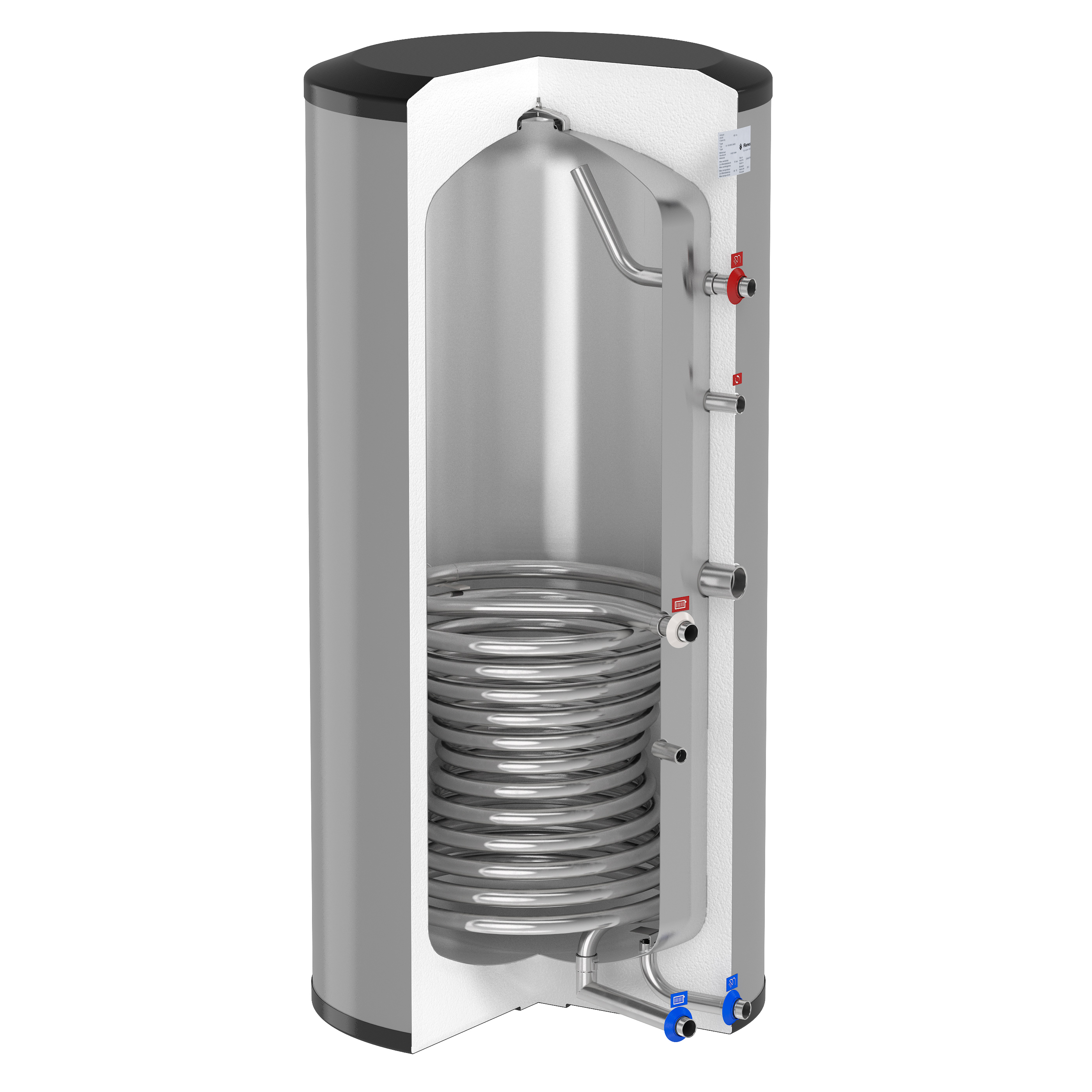 Flamco Edelstahl Standspeicher DUO HLS-E 300 weiß 85 mm Warmwasserspeicher
