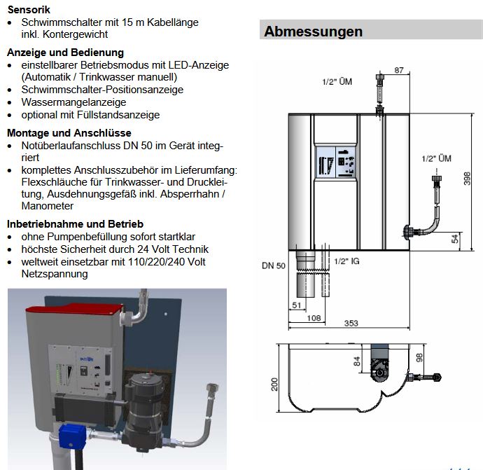 Intewa Rainmaster RM-ECO Regenwassernutzungsanlage Fördermenge 10.000 l/h
