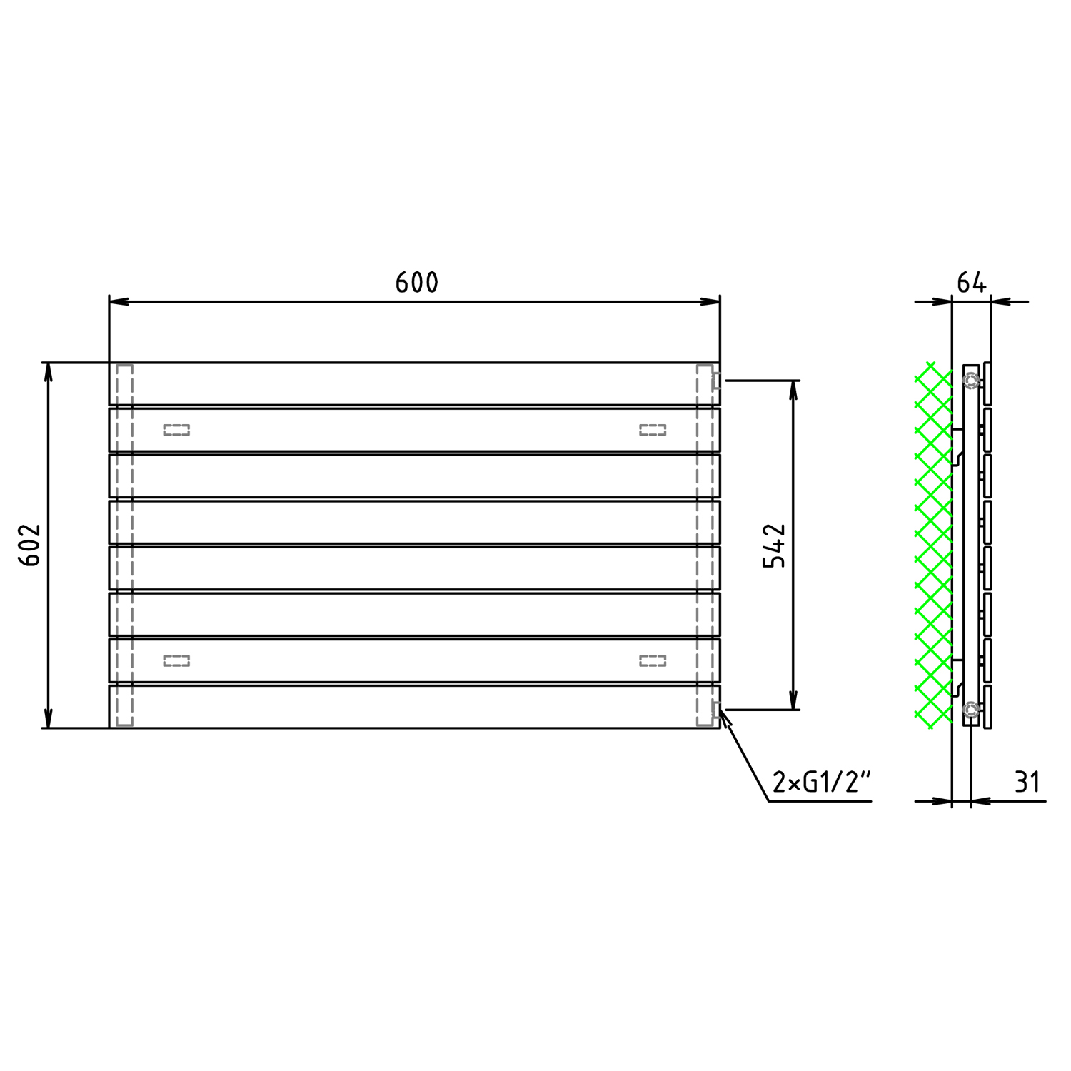 Design Paneelheizkörper horizontal H 298 mm x B 1800 mm Design Paneelheizkörper horizontal H 298 mm x B 1800 mm