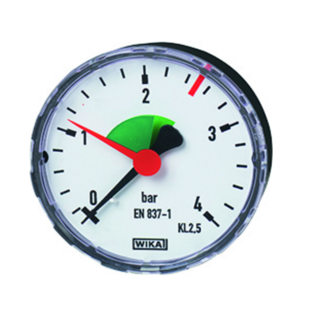 Wika Manometer Markenanzeiger rot ø 63 mm DN 10 (3/8") hinten 0-2,5/0-4 bar