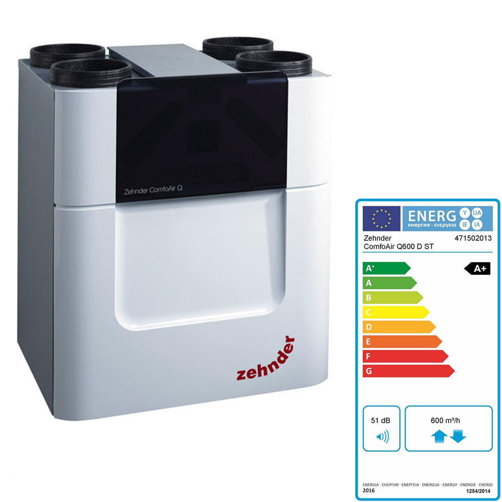 Zehnder Lüftungsgerät ComfoAir Q600 ST 471502013 mit integriertem Display KWL