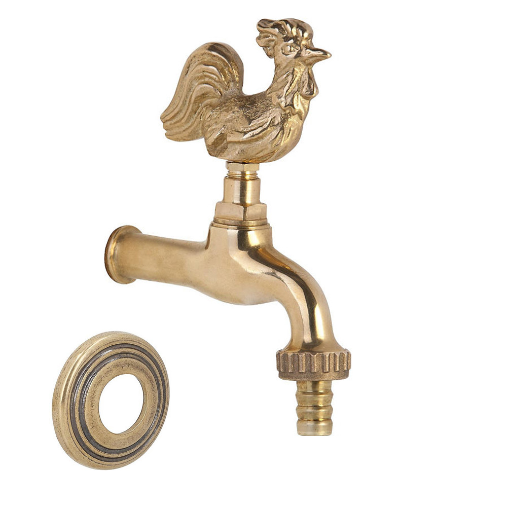 Auslaufventil "Gockel" Messing mit Wandrosette mit Schlauchverschraubung Wandanschluss 1/2"