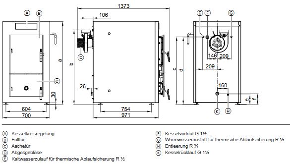 Viessmann Holzvergaser Paket Vitoligno 150-S 23 kW Pufferspeicher Vitocell 100-E