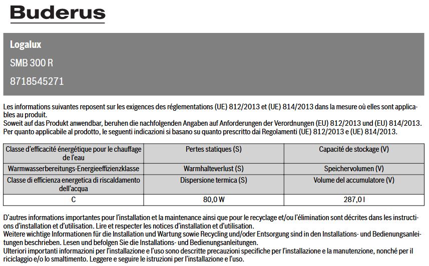 Buderus Warmwasserspeicher Logalux SMB300 Solarspeicher Trinkwasserspeicher
