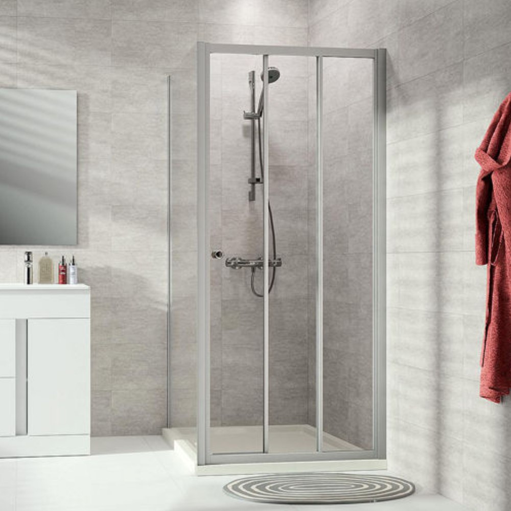 Hüppe Eckduschkabine Alpha 2 100 x 800 x 190 cm Schiebetür 3tlg. 1x Seitenwand