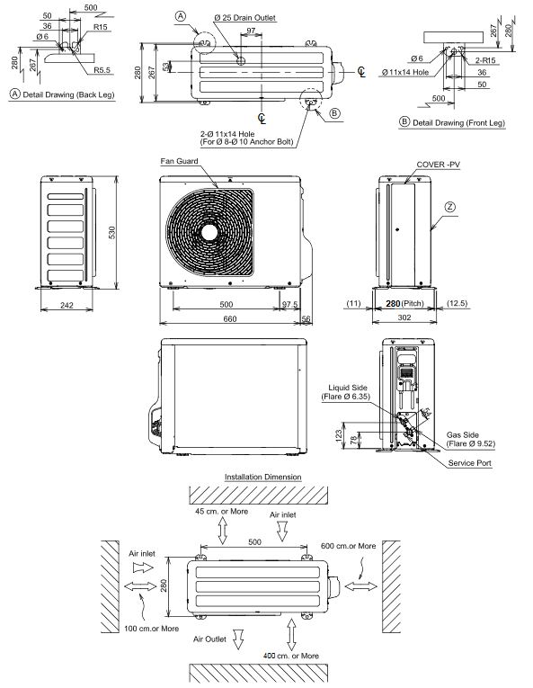 Toshiba Kimaanlage Set SEIYA R32 Wandklimagerät 2,5 kW / 3,5 kW Klimagerät Split