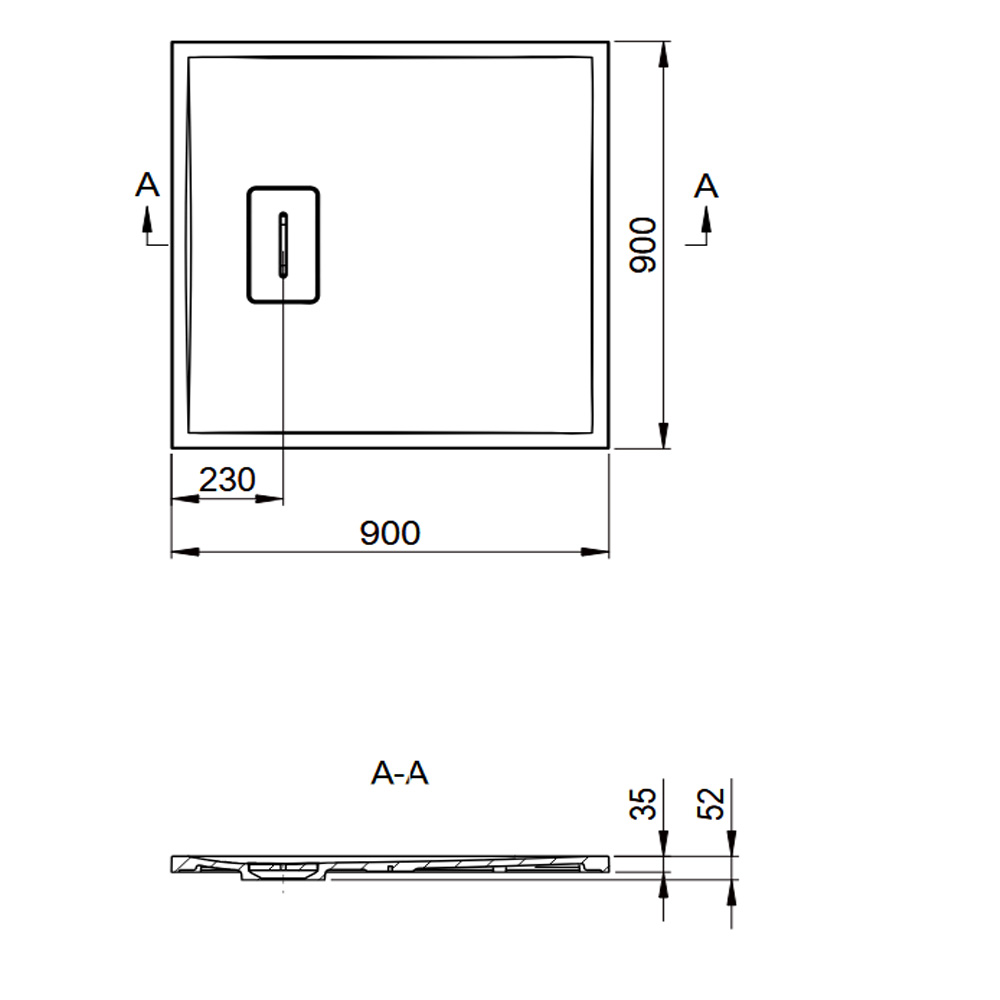 Mineralguss Duschwanne Lendou 900 x 900 x 35 mm mit Holzstruktur beige matt