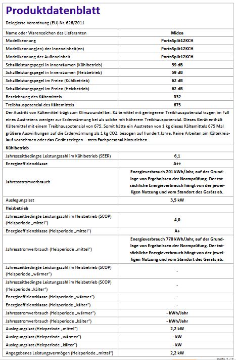 Midea Mobiles Split Klimagerät Porta Split 3,5kW R32 10002085 Klimaanlage