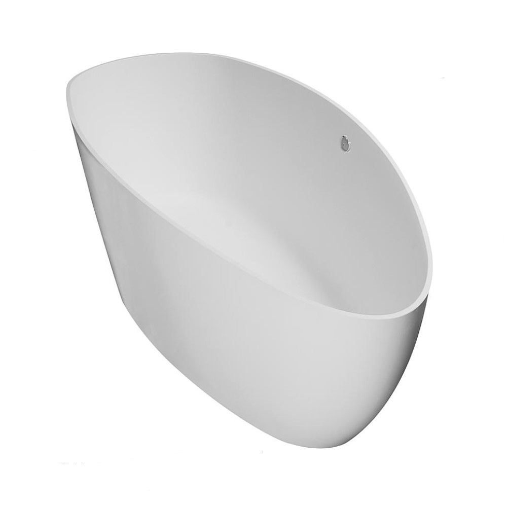 Mineralguss Badewanne DUO freistehend Überlauf links 156 cm x 71 cm x 56 cm