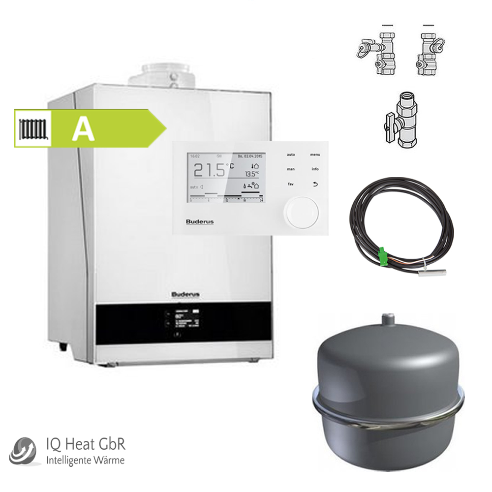 Buderus Logaplus Paket W50S Gasbrennwert Gerät GB192-25i kW weiss RC310