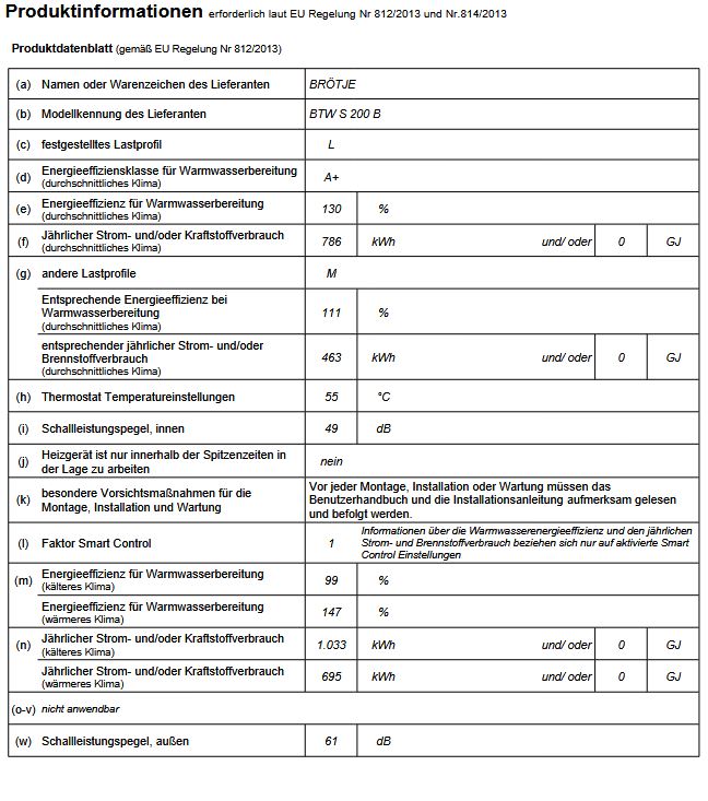Brötje Trinkwasser Wärmepumpe BTW 200 B 196 L Brauchwasserwärmepumpe 7785401