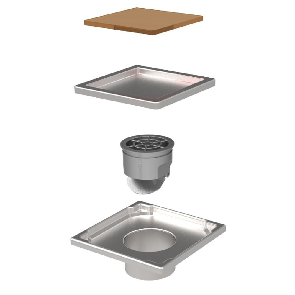 MERT Flach Bodenablauf Duschablablauf 110x110 mm Glas Abdeckung Beige MERT Flach Bodenablauf Duschablablauf 110x110 mm Glas Abdeckung Beige