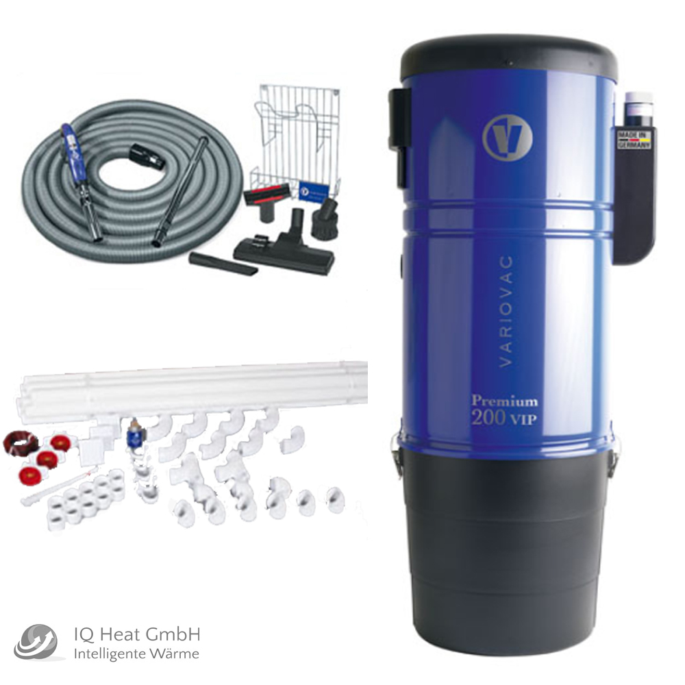 Variovac Premium 200VIP Zentralstaubsauger Paket 4 mit VIP Saugschlauch Rohr