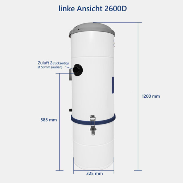 VARIOVAC Zentralstaubsauger HV2600 600 Airwatts Zentralgerät 1800 Watt 502600