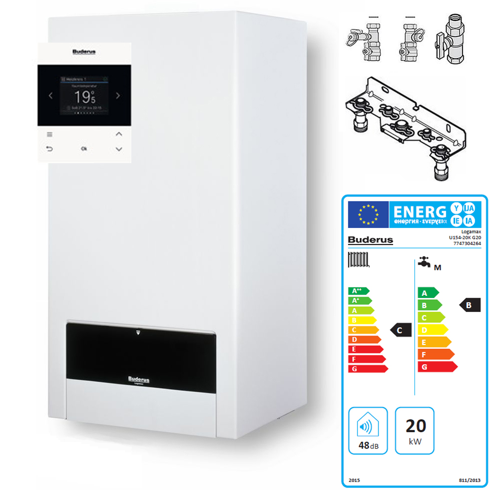 Buderus Logaplus Paket W6 U154-20K Gas Heiztherme Etagenheizung RC200 1 HK