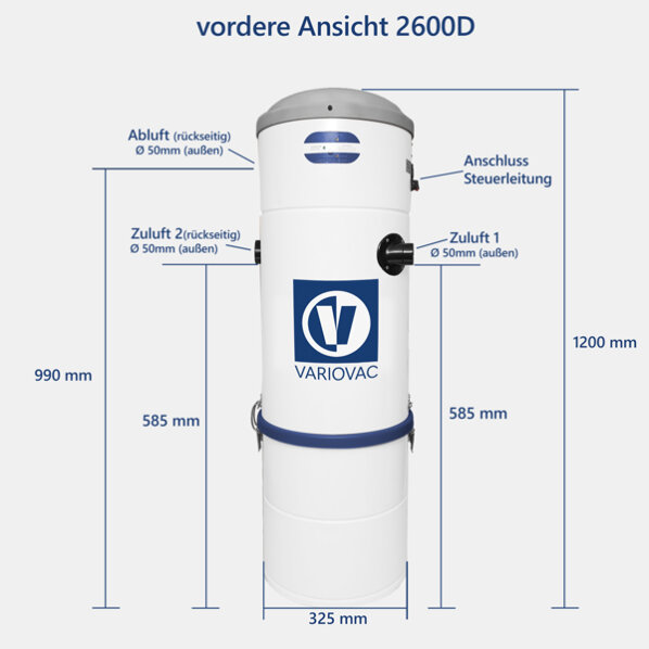 VARIOVAC Zentralstaubsauger HV2600 600 Airwatts Zentralgerät 1800 Watt 502600