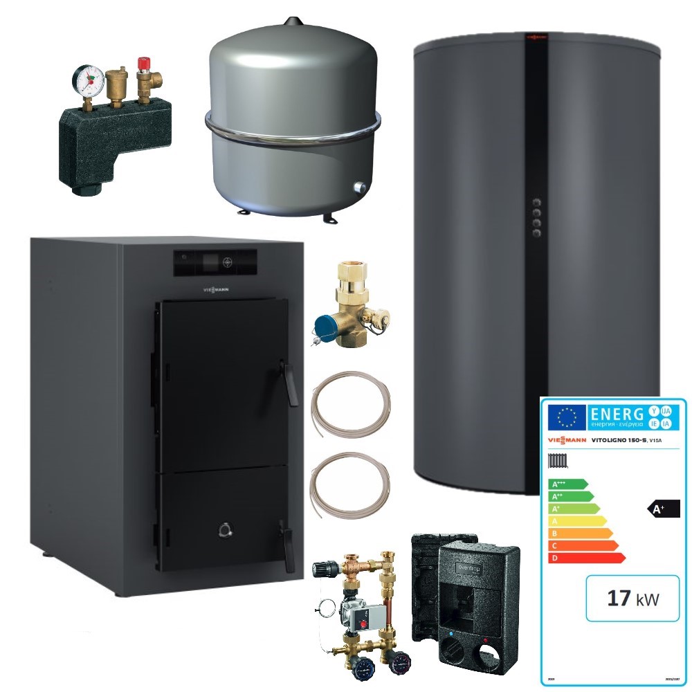 Viessmann Holzvergaser Paket Vitoligno 150-S 17 kW Pufferspeicher Vitocell 100-E