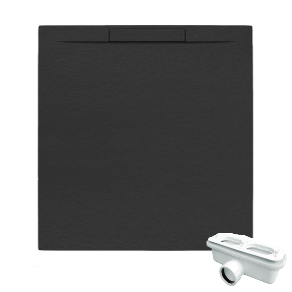 Mineralguss Duschwanne Slatestone Cover E 100 x 100 cm anthrazit Ablauf quadrat