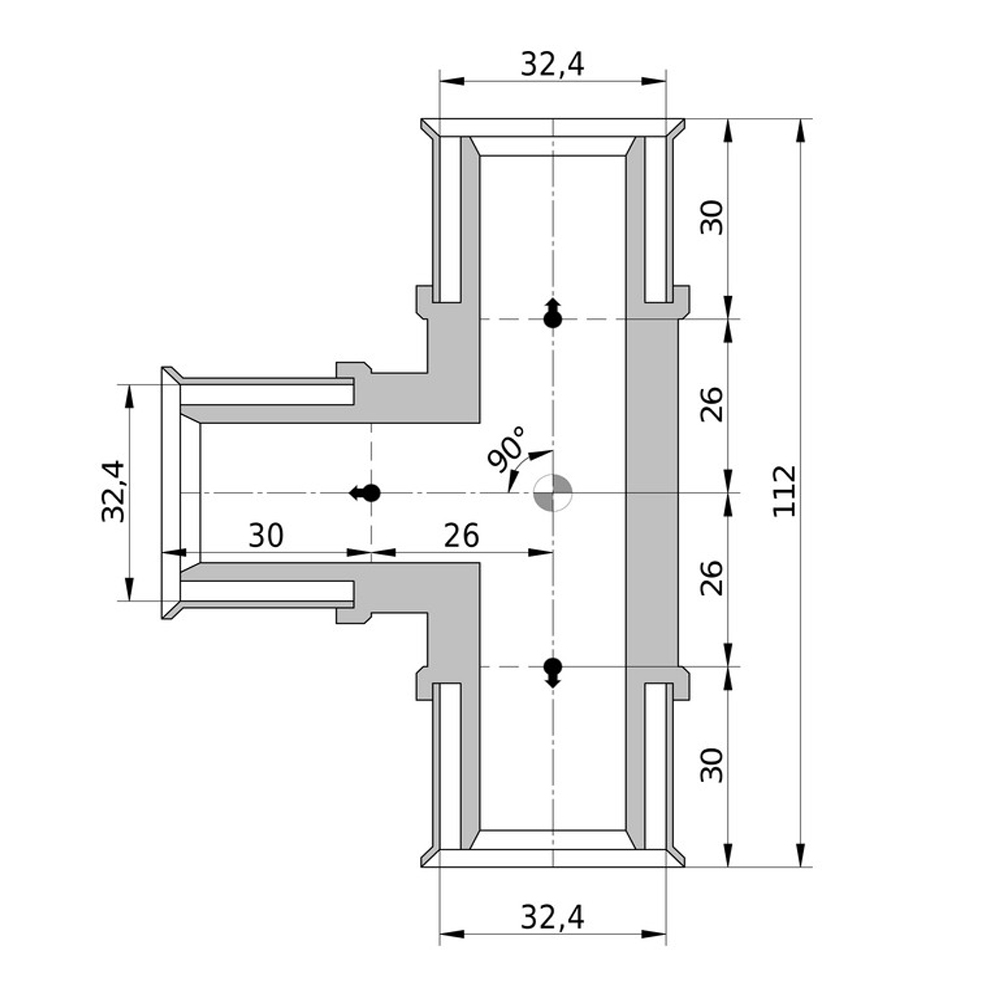 Wavin Tigris K1  K5 Pressfitting Verbundrohr T-Stück 16 20 25 32 40 50 63 mm