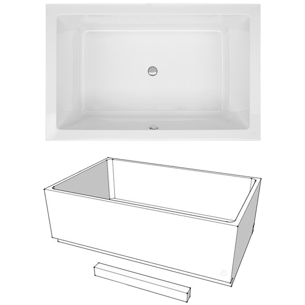 Acryl Badewanne Lupor 190 x 120 cm weiß "King Size" Wanne Styropor Wannenträger
