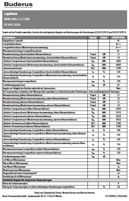 Buderus Logatherm WSW196i.2-12 T180 Sole-Wasser WP Modul. WP 12kW B0/W35